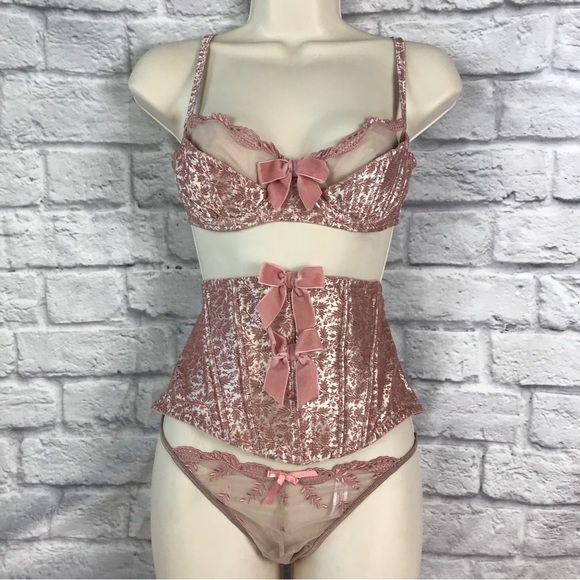 Victoria's Secret Other - Vintage Victorias Secret Brocade Lingerie Set‎ Waist Corset Thong NEW DEADSTOCK
